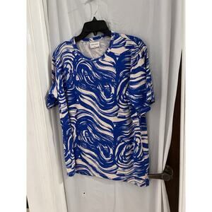Bobo Choses Blue and Cream Brushstroke Short Sleeve Tee